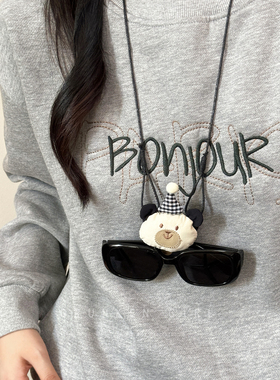 博主同款可爱腊肠狗墨镜夹项链女秋冬长款便携收纳挂脖毛衣链配饰