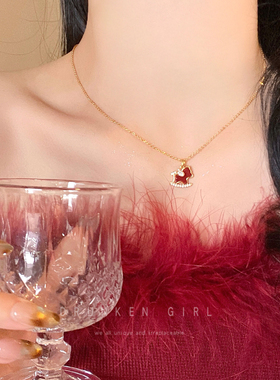 红色锆石小马耳钉女2026新款