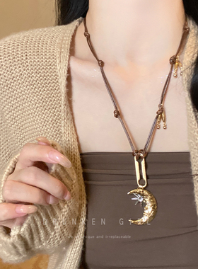 金色中古vintage月牙芒星蜡绳