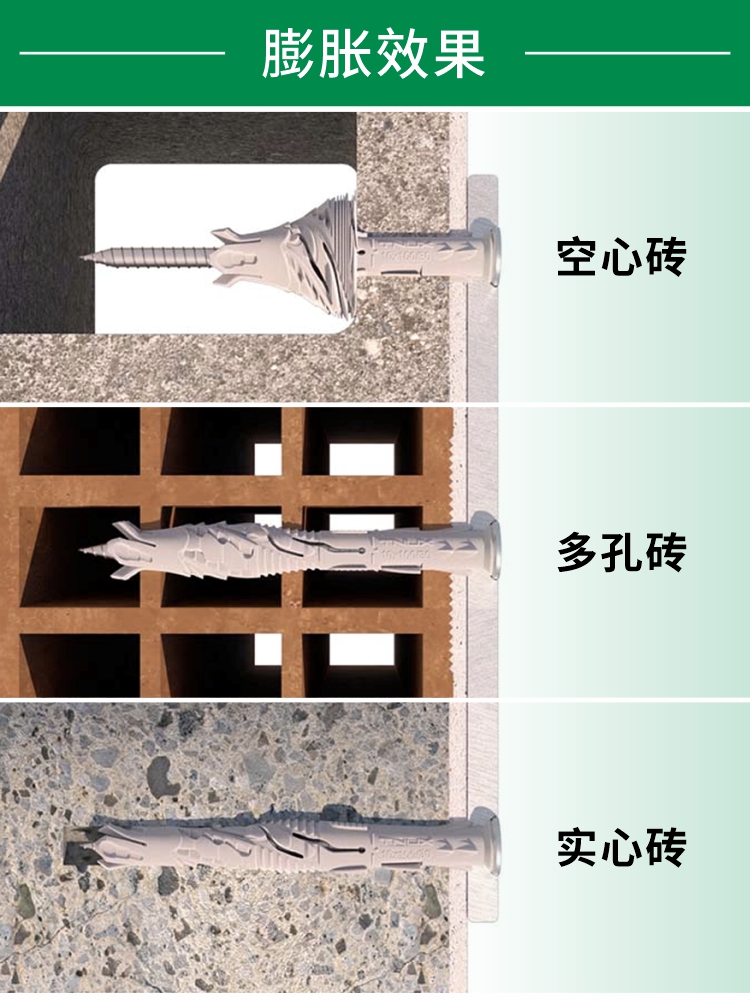 标杰轻质砖专用膨胀螺丝 空心砖墙吊柜浴室柜悬空电视柜安装专用 - 图0