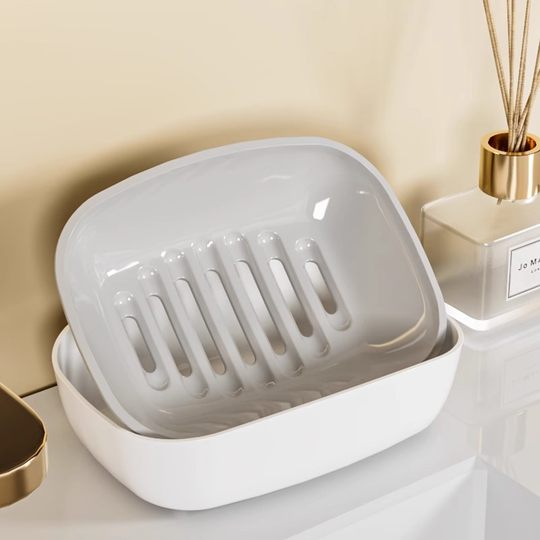 Light luxury drain soap box Home bathroom soap box Double layer large soap storage rack Laundry soap box
