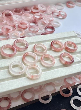 monocle 天山翠桃花酿少女戒圈小红书爆款天然新疆金丝玉戒指甜美