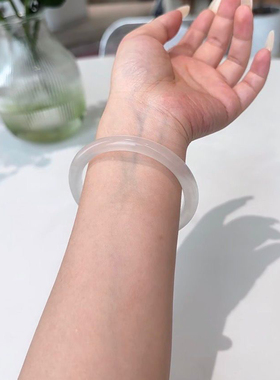 monocle白冰石英岩玉白月光细圆条手镯网红同款少女镯子礼品