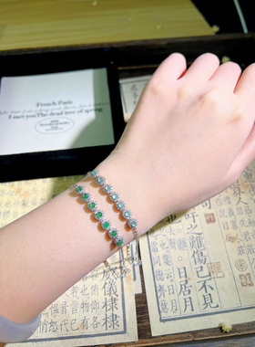 monocle 小红署爆款新中式简约小众天然蓝水翡翠阳绿女款清新手链