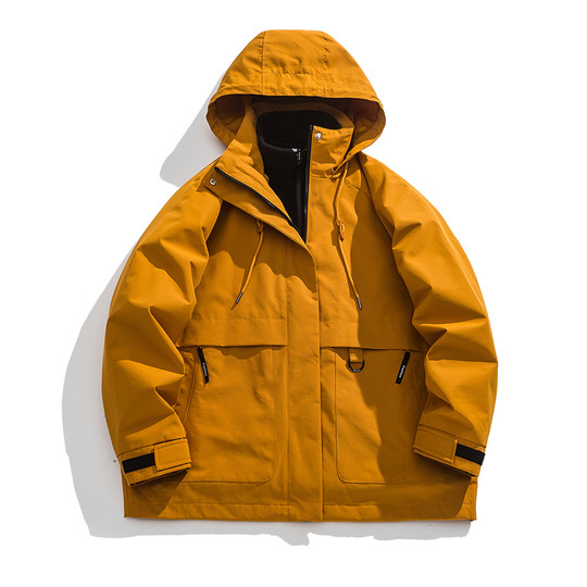 回力三合一户外冲锋夹克男士春秋冬季防水风衣男生工装加厚外套女