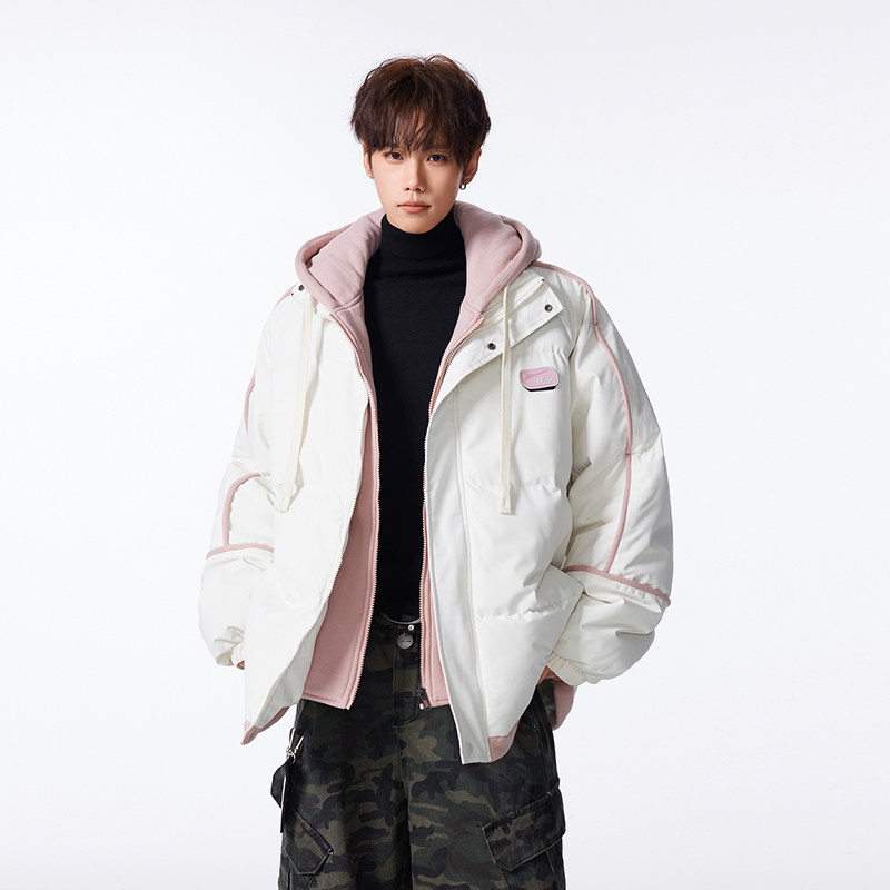 回力假两件连帽棉衣外套男冬季2025新款加厚保暖棉服工装滑雪棉袄,淘宝优惠券,粉丝福利购,淘宝优惠卷