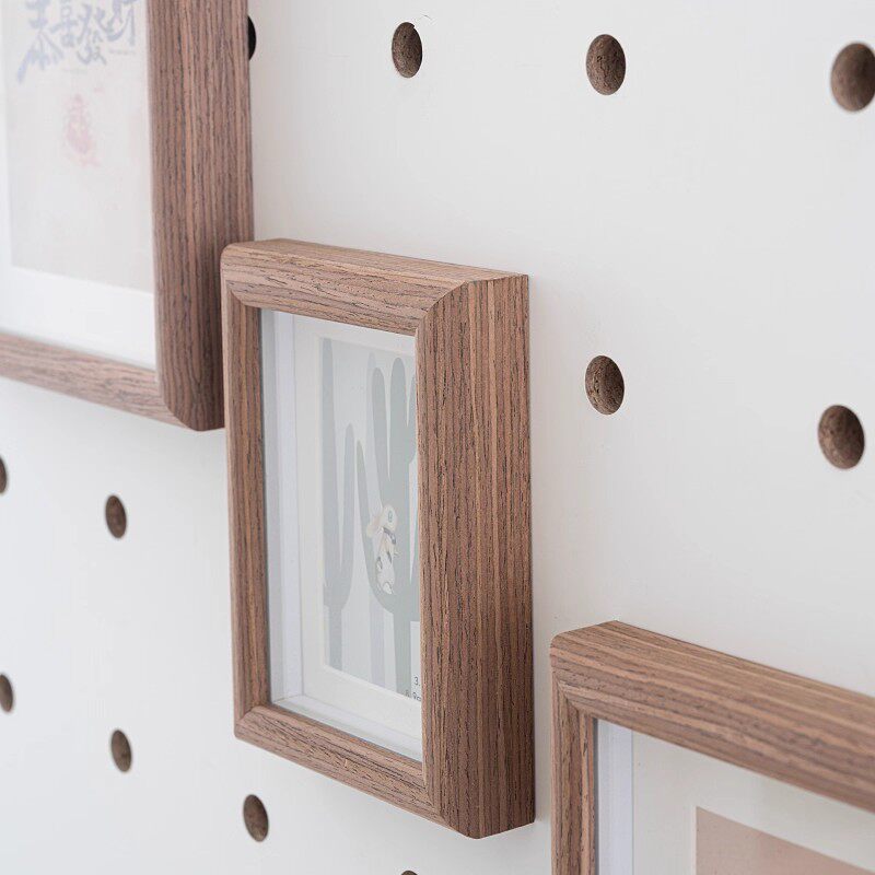 15mm hole board accessories wooden photo frame log style wall hanging no punching photo solid wood frame photo wall