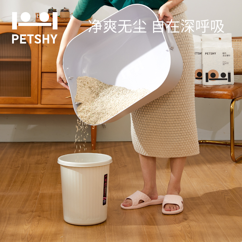 PETSHY百宠千爱 椰壳豆腐混合猫砂除臭细混合型膨润土结团无尘 - 图1