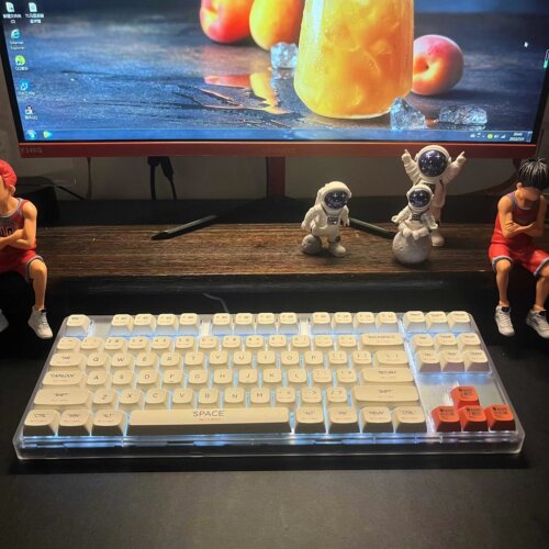 佳宫F87M机械键盘全透明白光青轴红轴客制化热插拔轴有线静音线性 - 图0