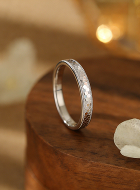 足银9999碎冰冰龙鳞戒指女