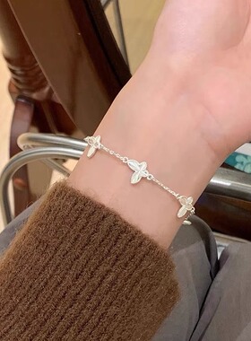 S990足银镭射蝴蝶手链