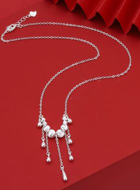 足银S990拉丝猫眼项链女