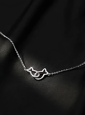 S999足银双鱼锁骨链女