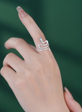 晚舟足银999.9缠绕灵蛇戒指