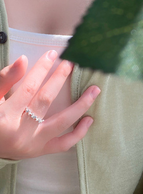 晚舟s925纯银蝴蝶戒指女