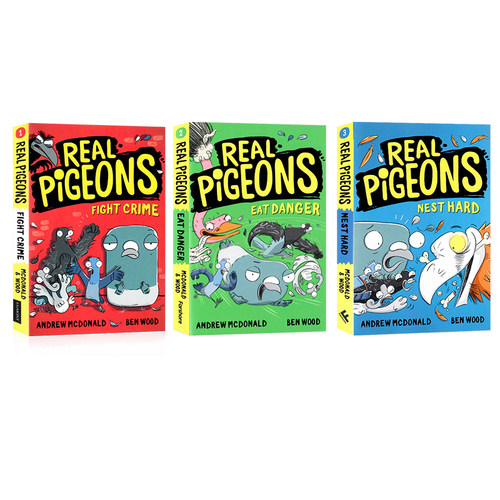 Real Pigeons 真正的鸽子3册英文原版 鸽子侦探 初级章节桥梁漫画书 幽默搞笑侦探推理 6-9岁中小学生英语课外阅读读物 - 图0