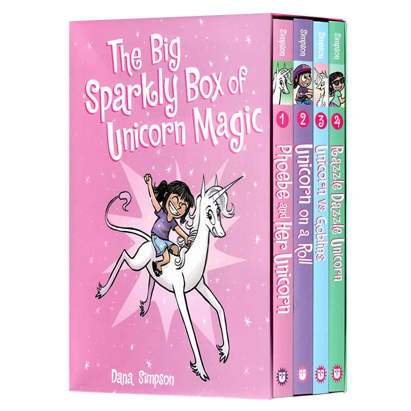 菲比和她的独角兽4册英文原版漫画小说 The Big Sparkly Box of Unicorn Magic 连环漫画冒险故事儿童英语读物友谊主题进口图书
