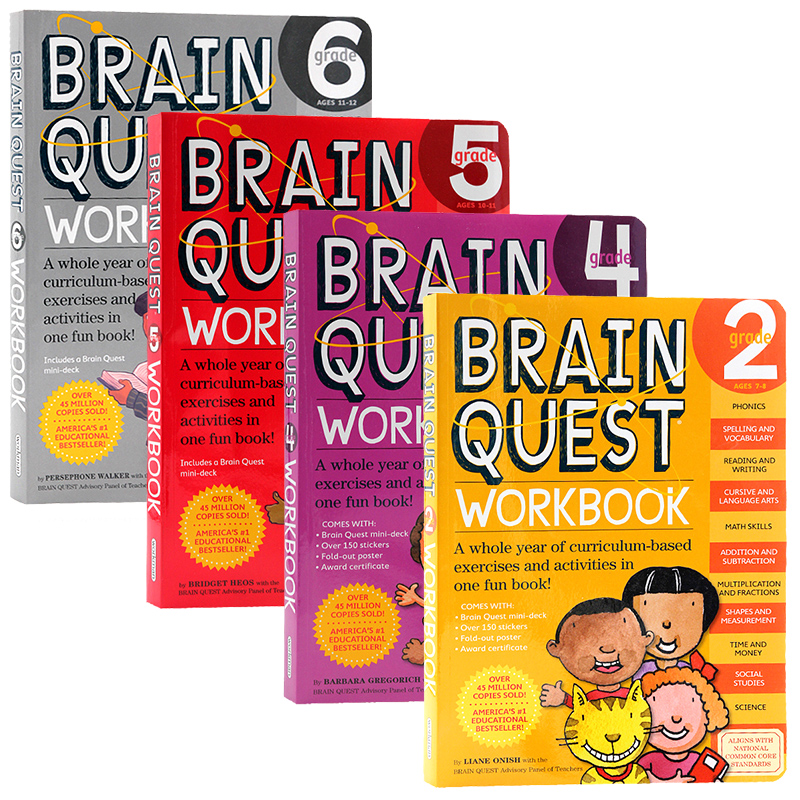 Summer Brain Quest workbook Grade Pre-6 进口英文原版大脑任务全科练习册寒暑假练习册美国小学英语原版教材系学龄前至小学组 - 图0