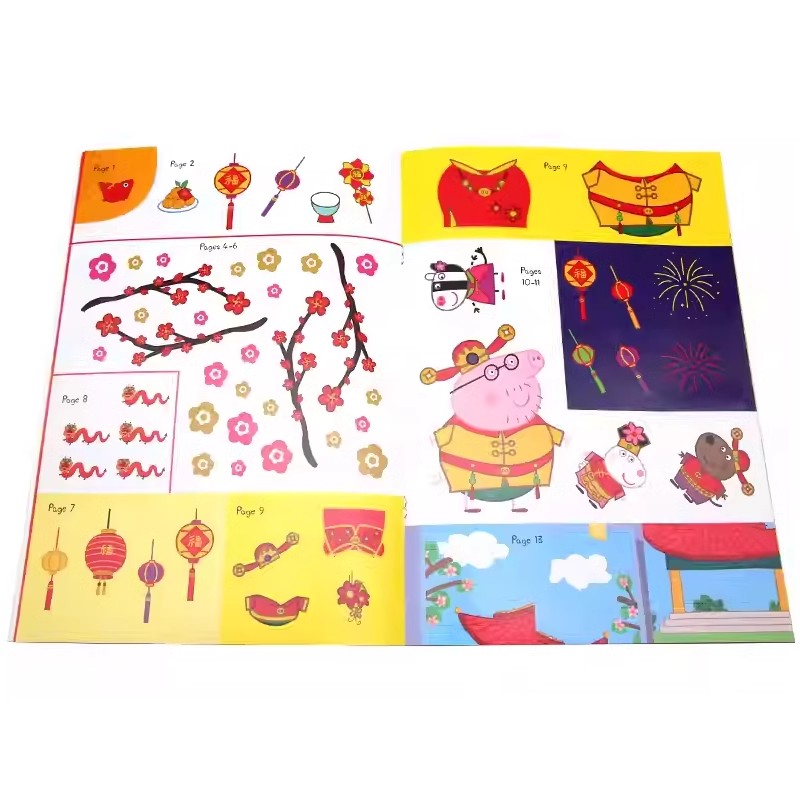 现货英文原版绘本 小猪佩奇中国年新年纸板书贴纸书2册 Peppa's Chinese New Year Dragon/Sticker Activity 春节传统新年舞龙文化