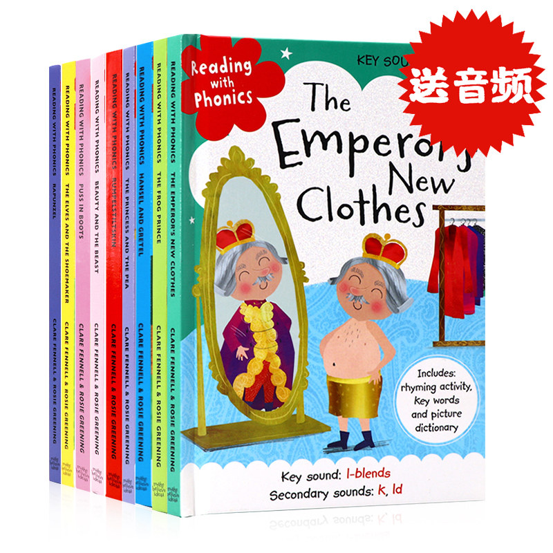 Reading with Phonics 英语自然拼读 童话学语音 小红帽英语绘本 姜饼人灰姑娘美人鱼皇帝的新衣英文原版绘本 寓教于乐亲子共读