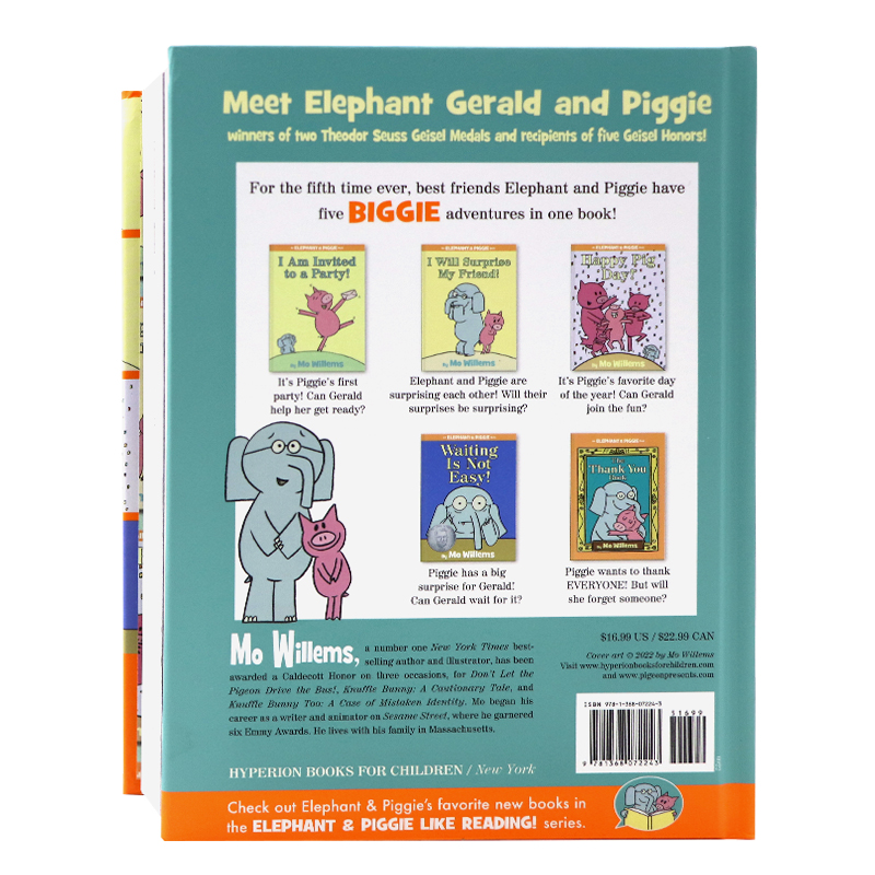 小猪小象5个故事集 第5部 英文原版绘本 An Elephant & Piggie Biggie! Volume 5 吴敏兰书单 Mo Willems 莫威廉斯 儿童情商培养 - 图0