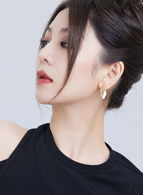 mfow镀金女未镶嵌拼色设计耳环