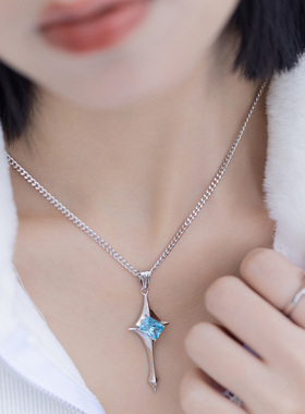 mfow镀金锆石镶嵌十字架项链女