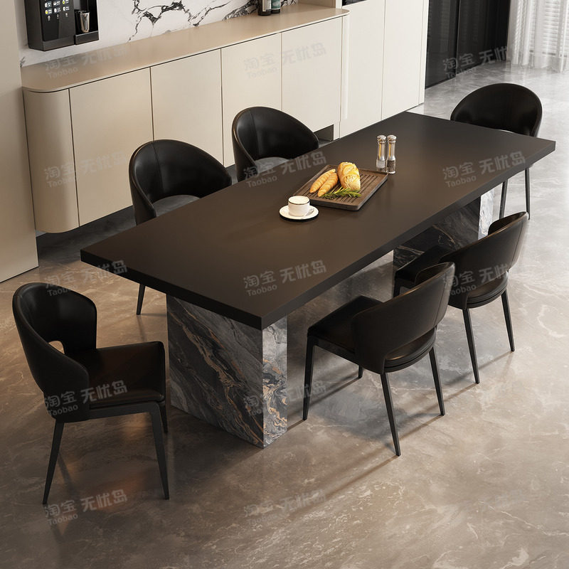 家用方形意式极简餐桌椅组合轻奢高级感设计师高端轻奢2米长餐桌,淘宝优惠券,粉丝福利购,淘宝优惠卷
