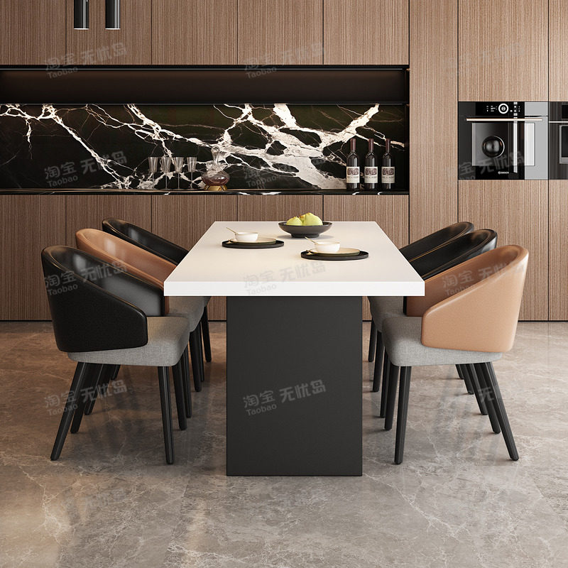 现代餐桌椅极简高级感家用大小户型意式饭桌长方形岩板餐桌组合,淘宝优惠券,粉丝福利购,淘宝优惠卷