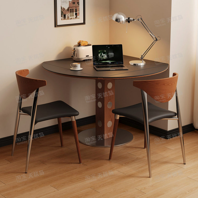 设计师可方可圆餐桌包豪斯餐桌可折叠方形餐桌法式复古风岩板餐桌,淘宝优惠券,粉丝福利购,淘宝优惠卷