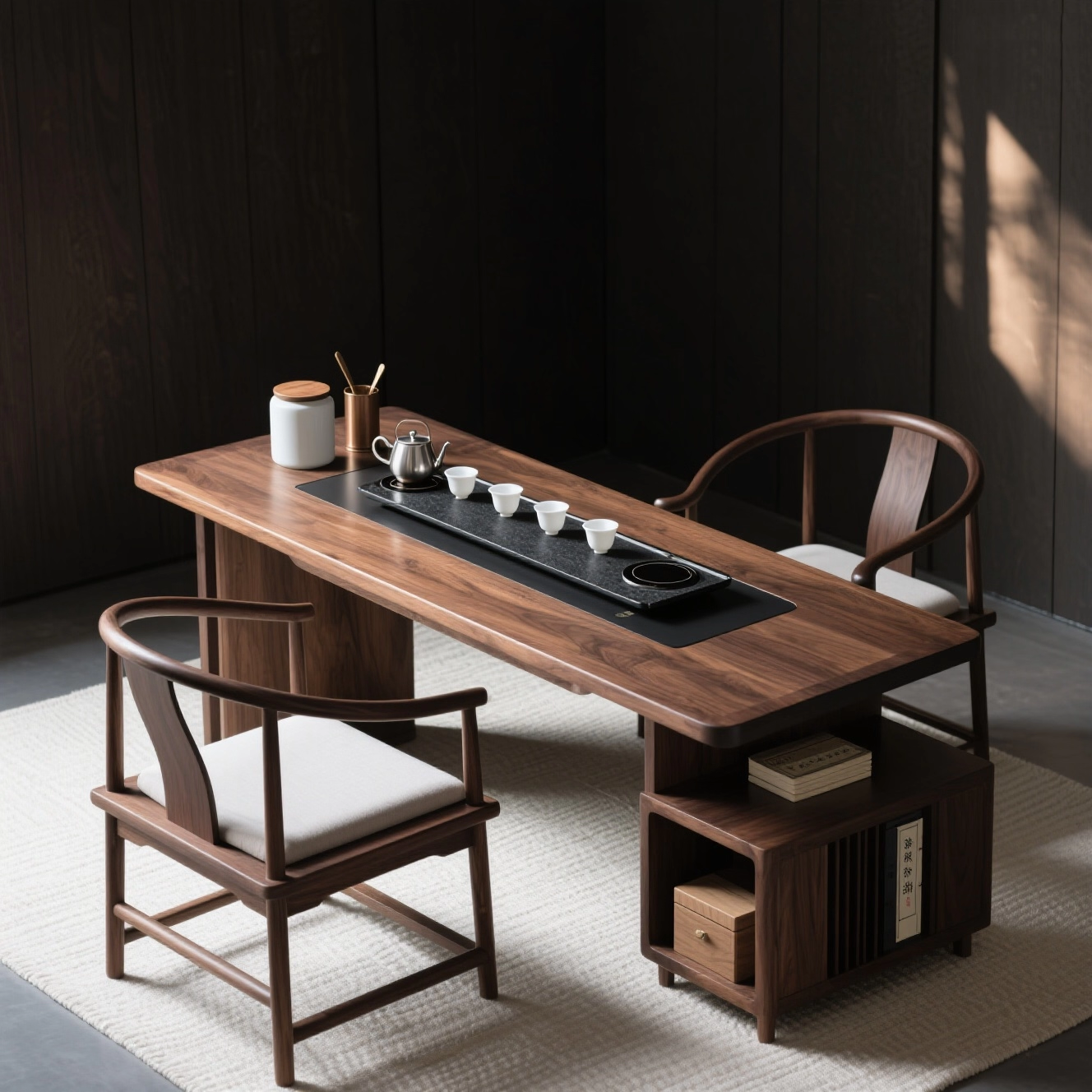 宋氏美学黑胡桃木白蜡木茶桌椅组合高端定制茶台客厅设计师同款,淘宝优惠券,粉丝福利购,淘宝优惠卷
