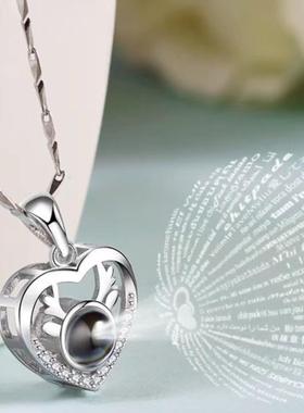 一路鹿有你投影项链定制女纯银纳米微雕生日情人节送女友老婆礼物