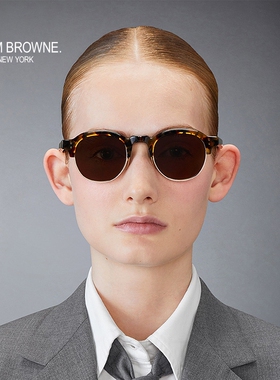 [限时优惠]THOM BROWNE 钛合金圆框太阳眼镜墨镜