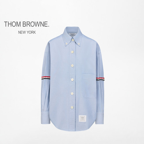 [12期免息]THOM BROWNE 女士牛津布棉长袖衬衫 - 图0