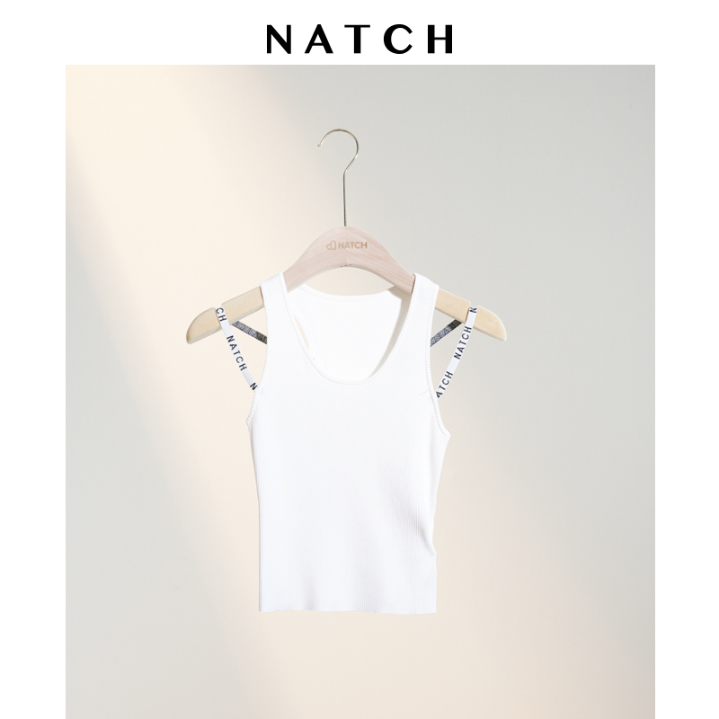 NATCH/南枳美背针织吊带背心女内搭2024夏季薄款上衣外穿字母肩带 - 图0