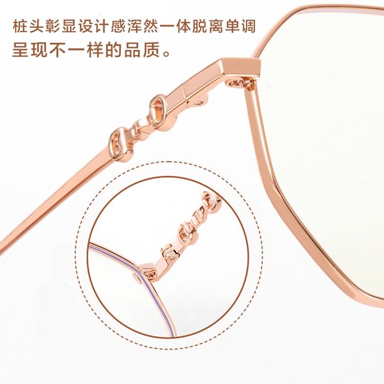 素颜金丝近视眼镜女有度数ins高颜值多边形眼睛框大脸显瘦韩版潮 - 图1