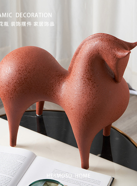 HERMOSO白色马陶瓷摆件客厅玄关电视柜酒柜装饰现代简约桌面装饰