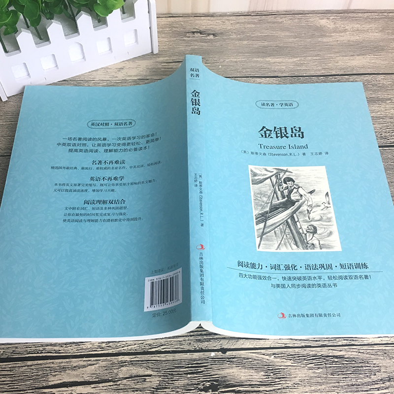 金银岛正版斯蒂文森原著读名著学英语中英对照英汉对照中英文双语版经典世界名著外国文学长篇小说英语读物初高中生课外阅读书籍 - 图0