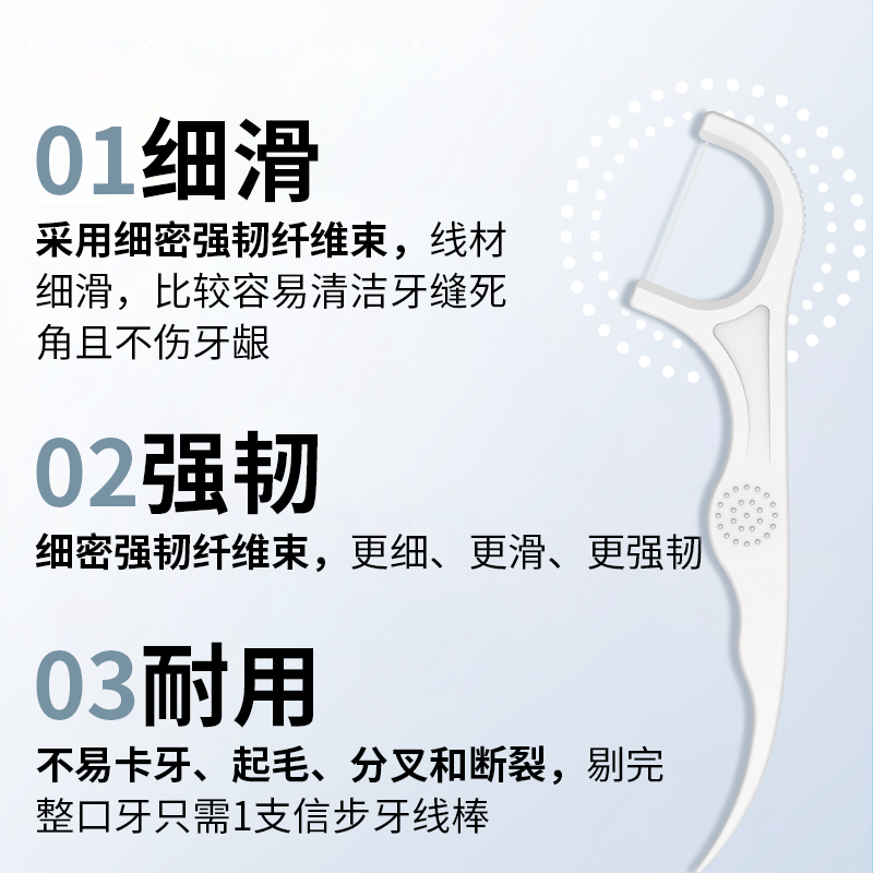 信步超细牙线棒细线便携式一次性剔牙护理牙线棒牙线盒家庭装牙签
