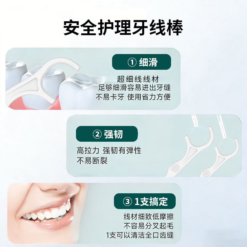 信步超细牙线棒细线便携式一次性剔牙护理牙线棒牙线盒家庭装牙签