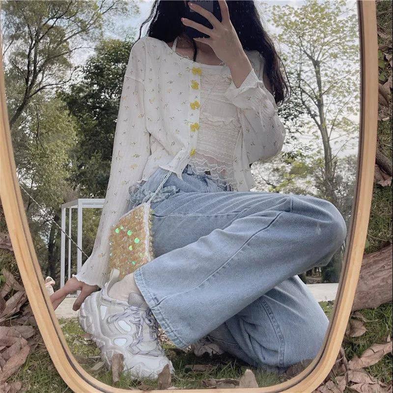 高腰蝴蝶结女韩版新款阔腿裤牛仔裤 韩婕诺牛仔裤