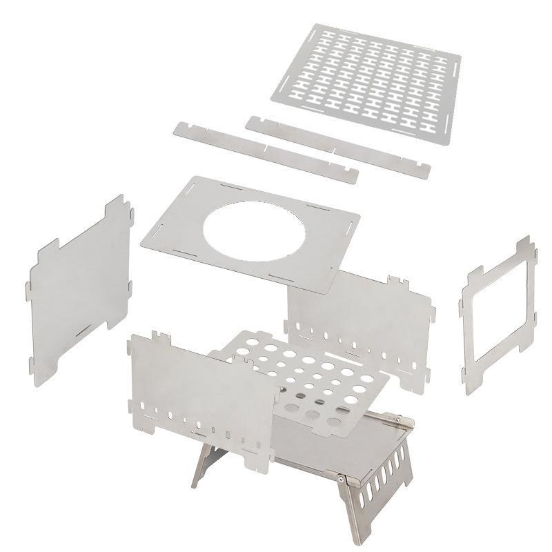 新款户外折叠卡式柴火炉灶烧烤架野营防风焚火台便携木炭烤肉炉子