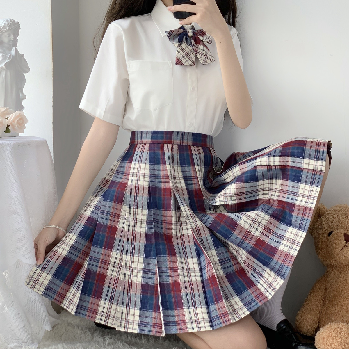 jk格裙正版原创清仓买一送一日系学生少女校供感高腰短裙百褶裙_虎窝淘