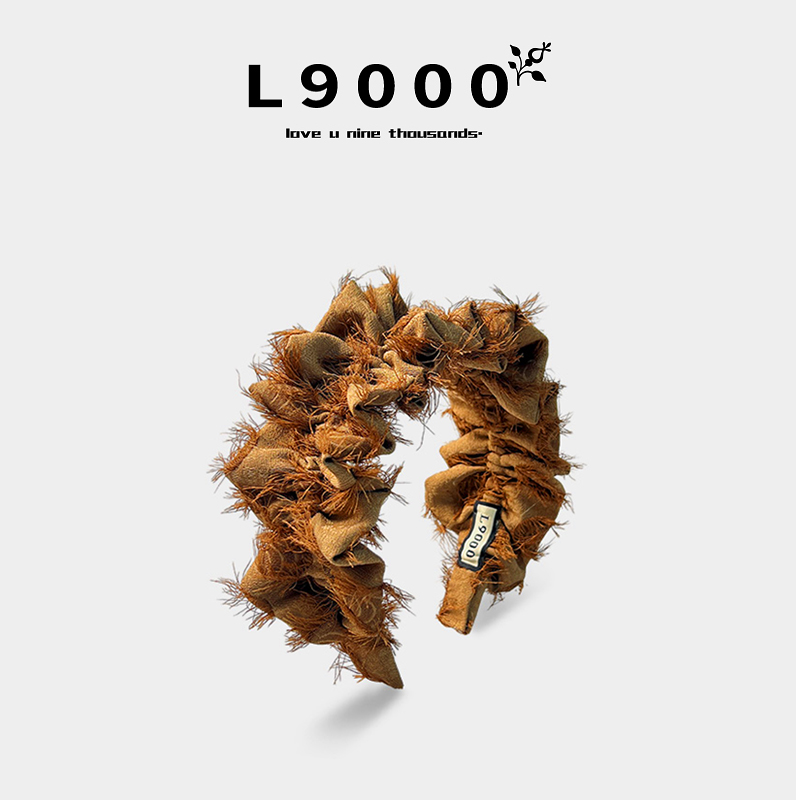 L9000/雅致之舞高级感品牌发箍2024新款个性褶皱发饰毛绒缎面头箍