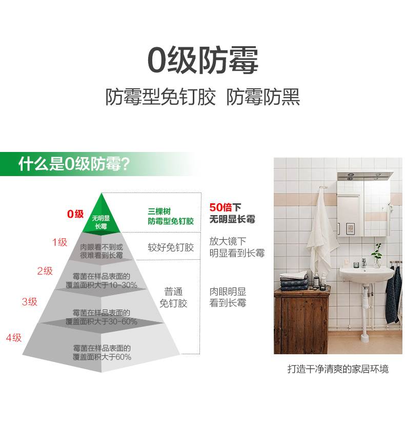 三棵树免钉胶强力胶粘墙面置物架卫生间玻璃胶免打孔胶水木工专用 - 图2