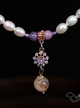 汉服古风配饰璎珞珍珠紫色项链女