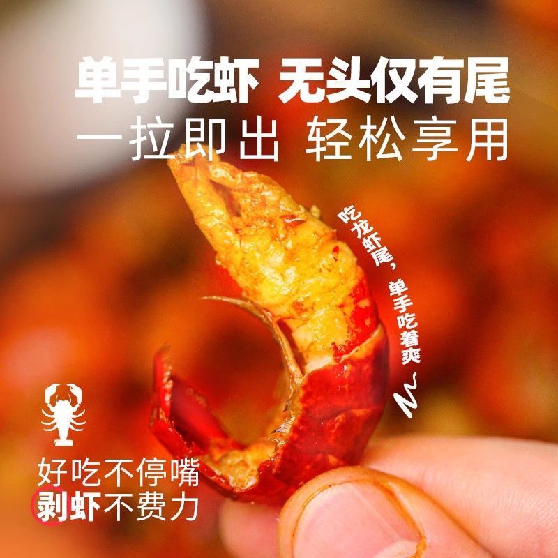 香辣龙虾尾开罐即食罐装小龙虾罐头海鲜熟食网红零食龙虾鲍鱼海味