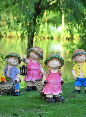 花盆可爱风卡通人物小区园林景观