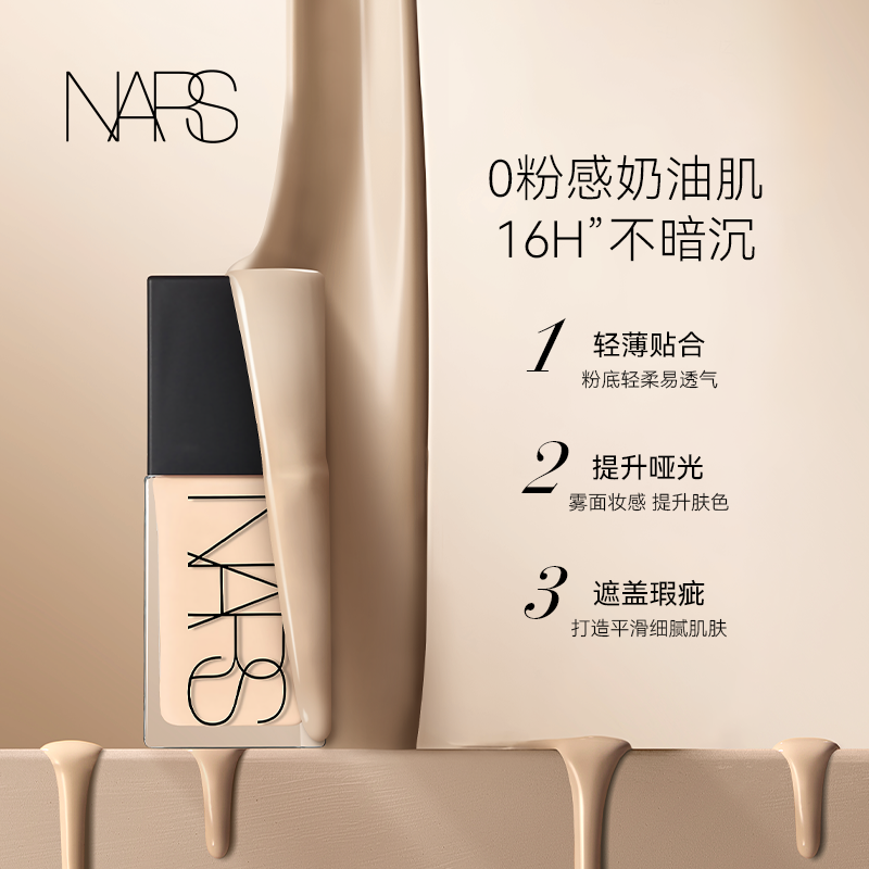 NARS/纳斯超方瓶粉底液流光美肌粉底液l0/l1/l2/l3持妆遮瑕30ml-图0