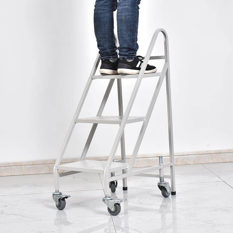 图书馆静音书车小推车书梯移动书车三四步登高梯档案文件推车平板 - 图2